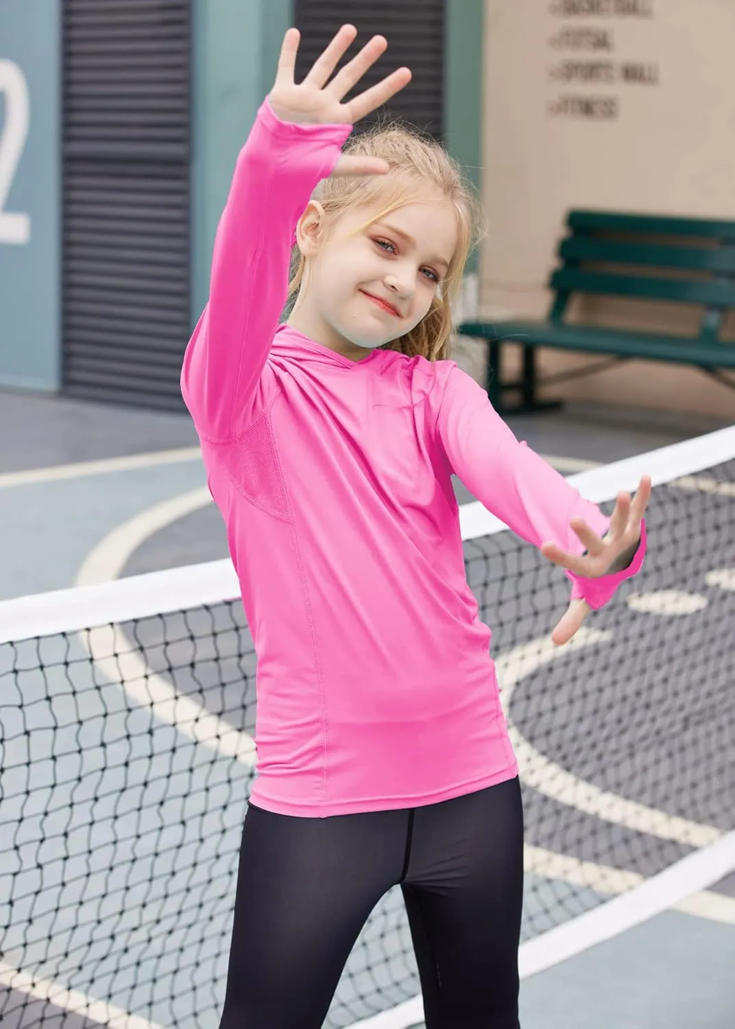 Zaclotre Kids UPF 50  Sun Shirt Girls Quick Dry Sun Protection Clothing Athletic Hoodie with Thumbholes