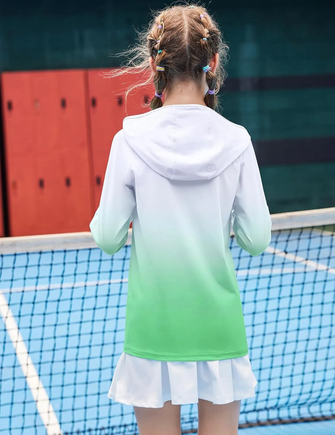 Zaclotre Kids UPF 50  Sun Shirt Girls Quick Dry Sun Protection Clothing Athletic Hoodie with Thumbholes