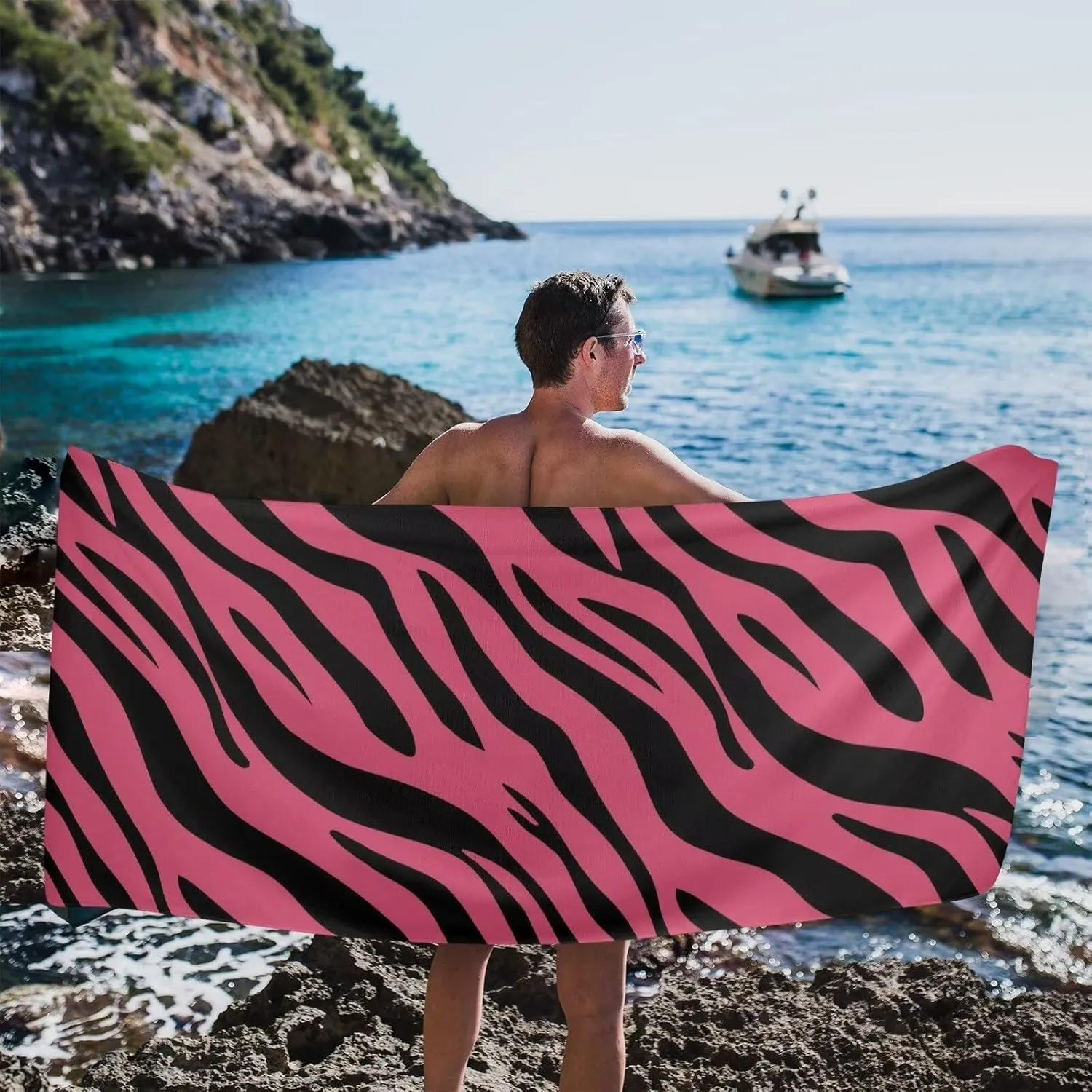 Zebra Portable Towel for Beach Lightweight Microfiber Towel for Adult Beach Portable Compact Travel Towels Shower Pool Home 71x32 Inches