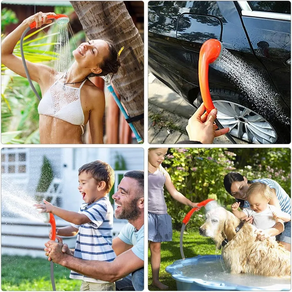 Zerone Electric Portable Shower for Camping, USB Rechargeable Camping Shower for Car Washing Pet Cleaning Traveling, 2m Rubber Water Pipe (Shower)