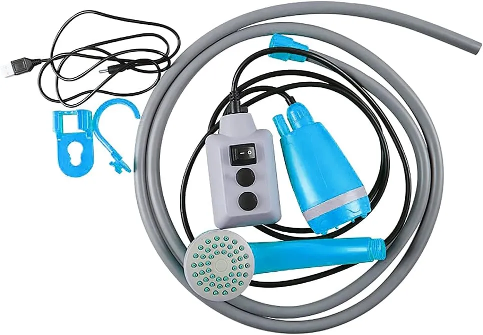 Zerone Electric Portable Shower for Camping, USB Rechargeable Camping Shower for Car Washing Pet Cleaning Traveling, 2m Rubber Water Pipe (Shower)