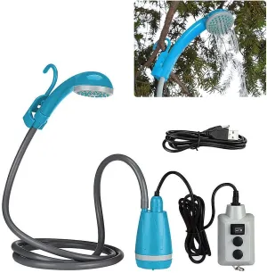 Zerone Electric Portable Shower for Camping, USB Rechargeable Camping Shower for Car Washing Pet Cleaning Traveling, 2m Rubber Water Pipe (Shower)