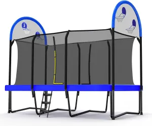 Zupapa 1500LBS Weight Capacity Rectangle Trampoline 10x17FT 9X15FT 8X14FT Outdoor Square Gymnastics Trampolines with Basketball Hoops for Kids Adults Long Large Big Rectangular Tumbling Trampolin