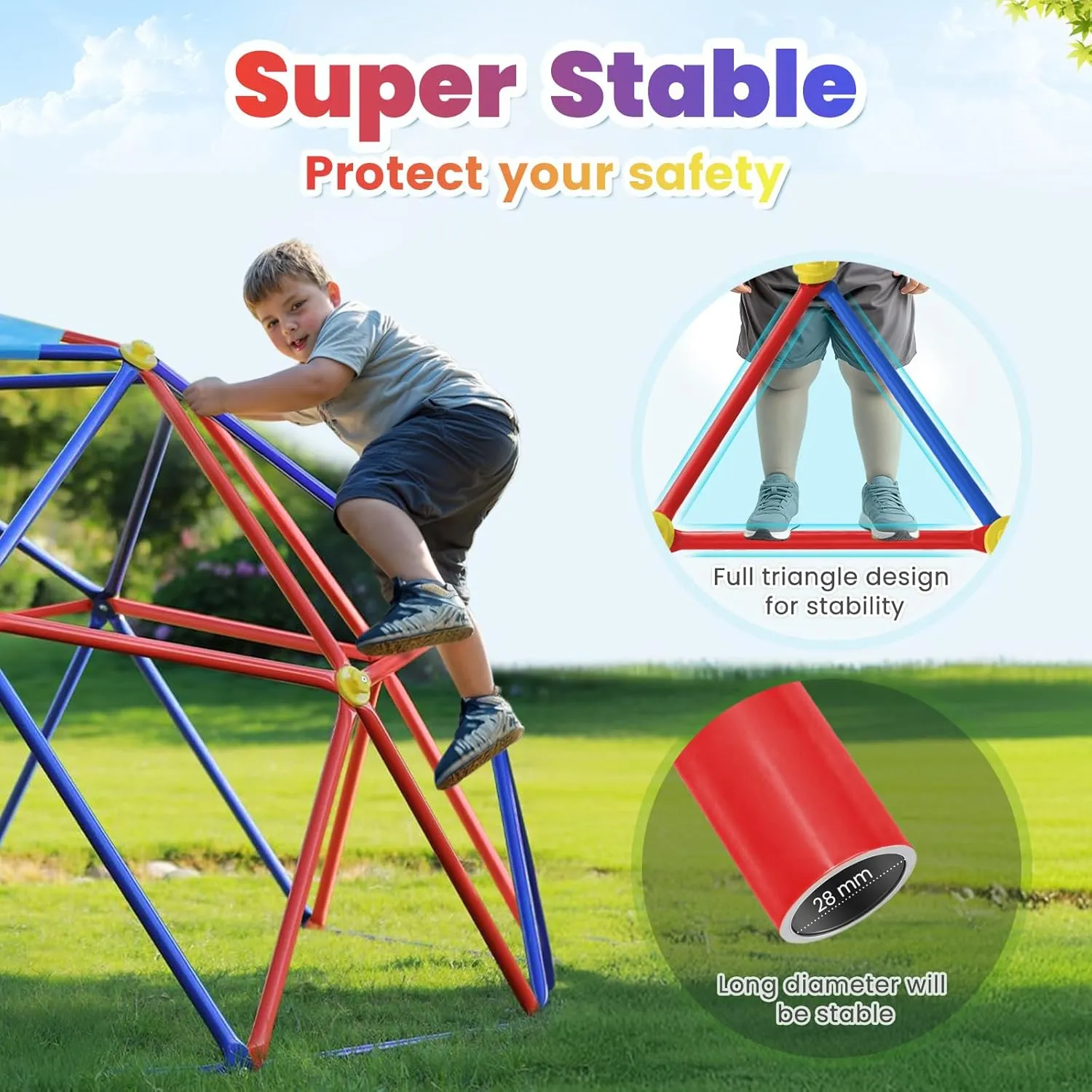 Zupapa Climbing Dome with Hammock, Supports up to 1000lbs Jungle Gym, 10FT Dome Climber with Hammock for Kids 3 to 10 Outdoor Play Equipment