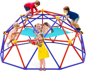 Zupapa Climbing Dome with Hammock, Supports up to 1000lbs Jungle Gym, 10FT Dome Climber with Hammock for Kids 3 to 10 Outdoor Play Equipment